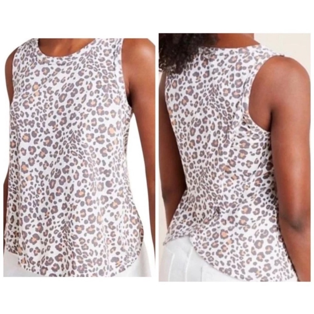 Anthropologie Dolan Left Coast Medium Leopard Print Crossover Back Tank Top